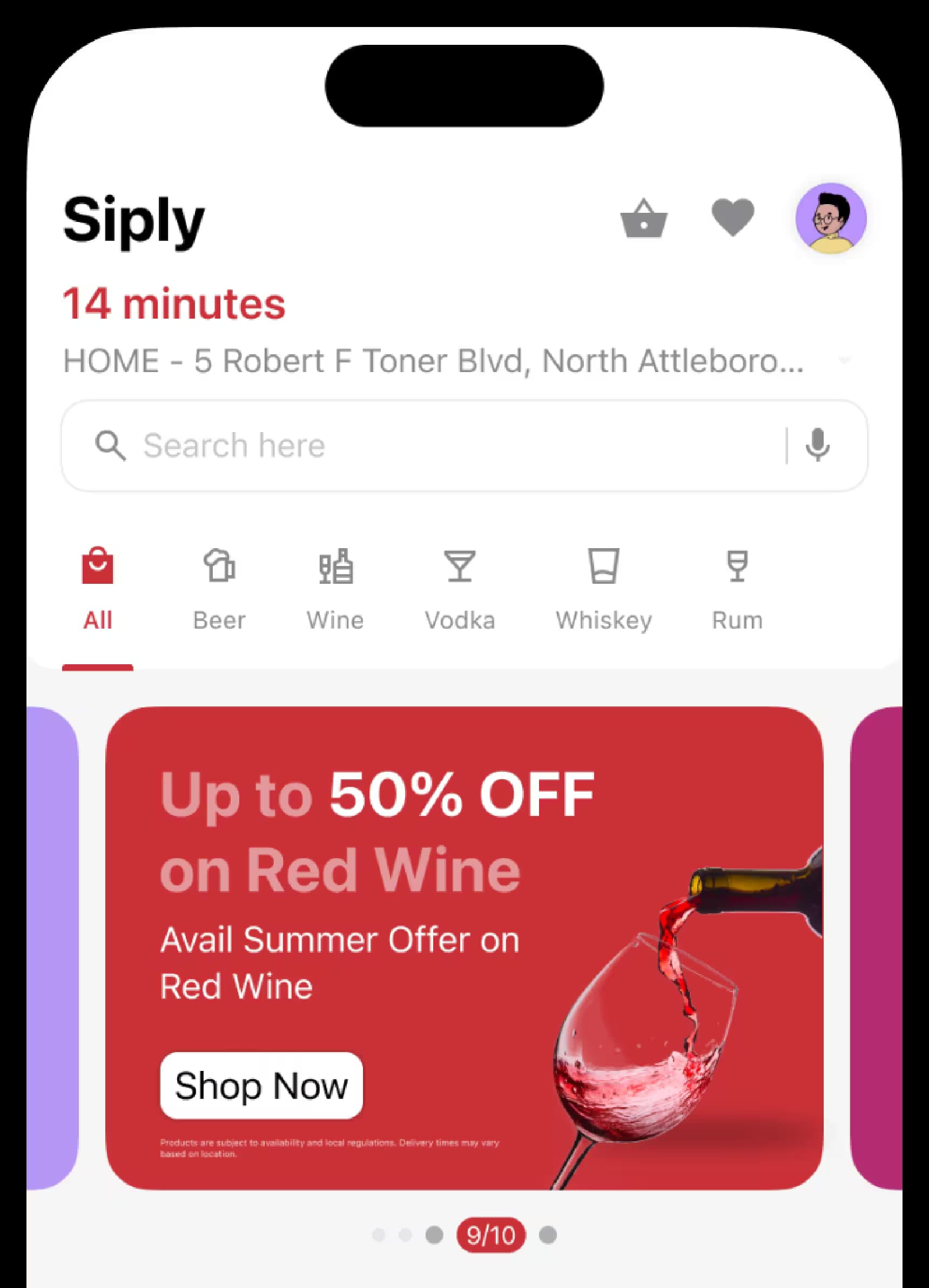 Alcohol delivery customer app