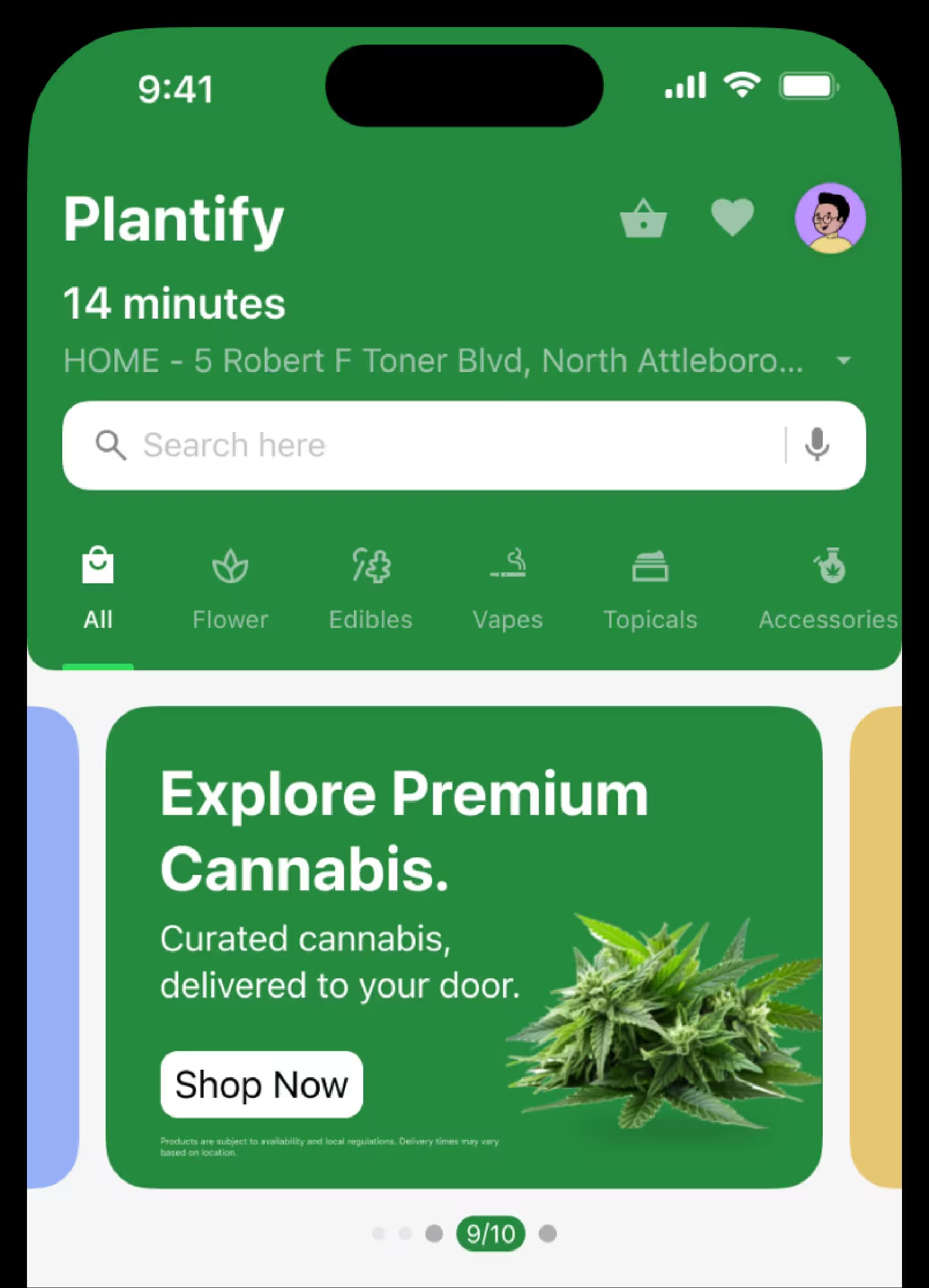Cannabis delivery customer app