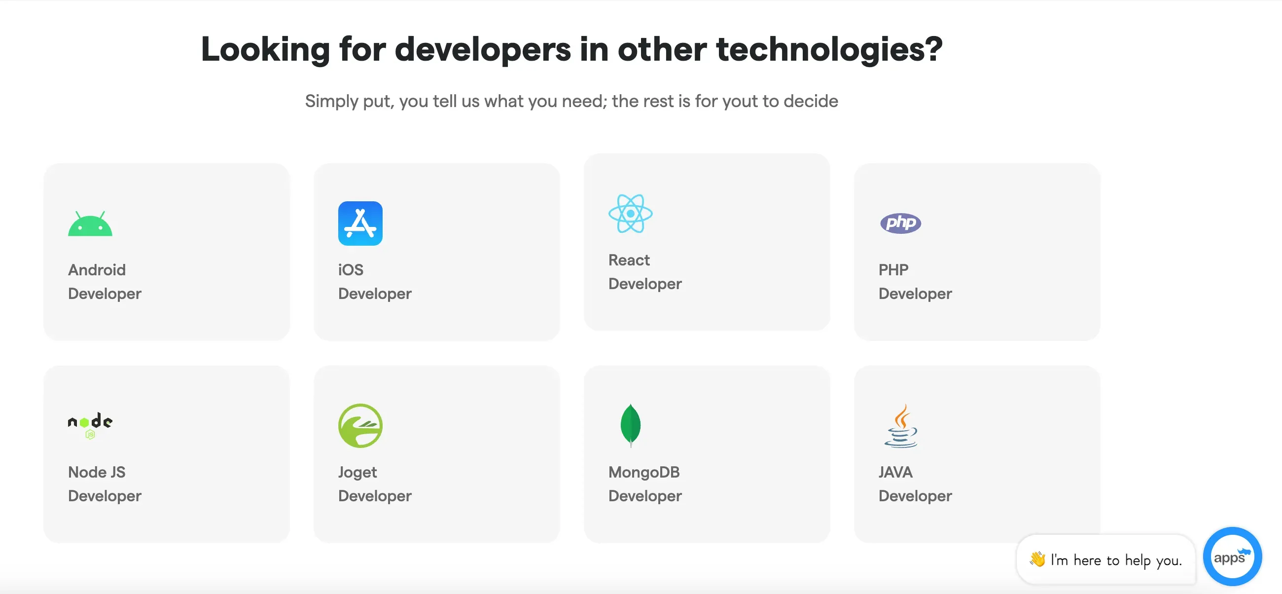 Developers of different technolgies at AppsRhino